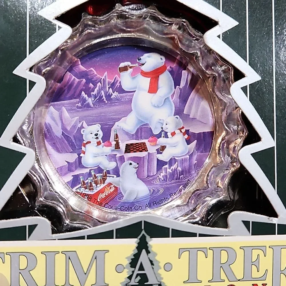 NIB Coca-Cola 1998 Trim A Tree Set of 2 Ornaments